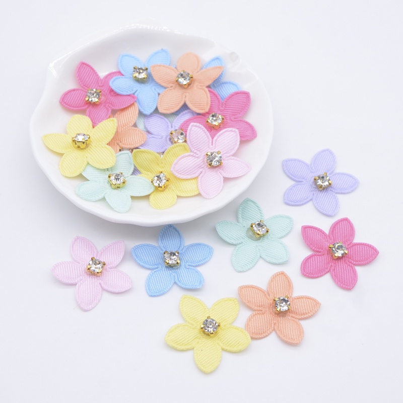 50pcs 2.5cm Strass flor aplicativo para DIY cabeçalho clipes de cabelo arco roupas chapéu artesanato patches de costura