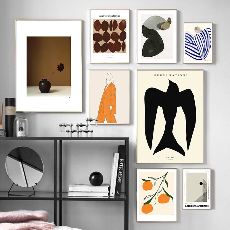 Pintura Geométrica Abstrata Em Tela Vaso Nórdico De Folhas Ginkgo Biloba Pôsteres De Arte Para Parede E Impressão De Fotos Decoração De Sala De Estar em Oferta na Shopee