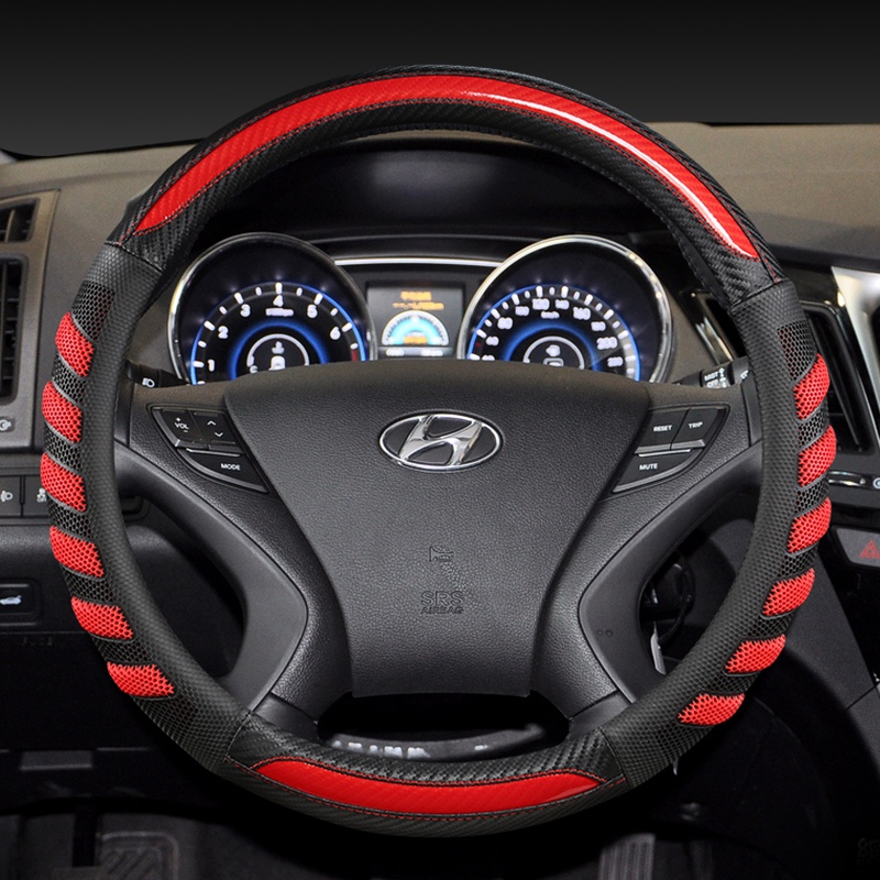 Capa De Volante De Carro De Fibra De Carbono + Couro 38cm Para Hyundai ix35 Tucson 2011-2015 i30 Elantra Touring GT 2007