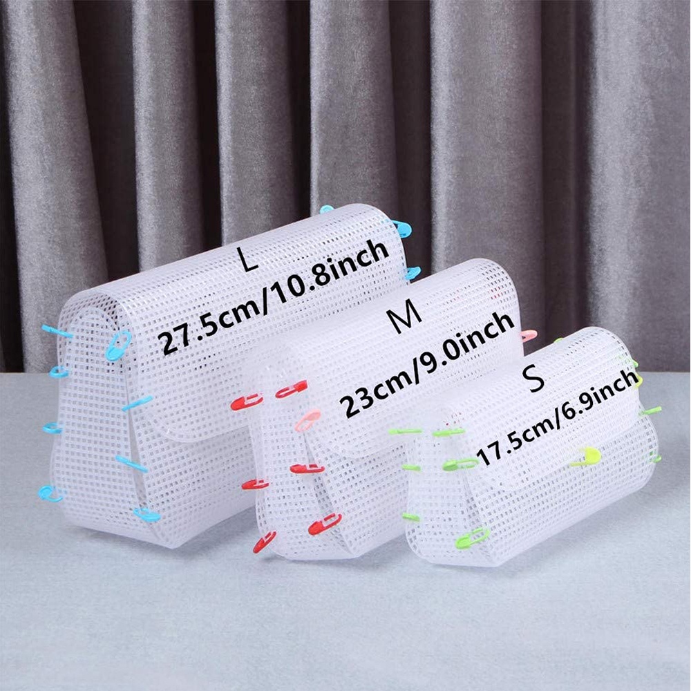 1PC Saco Plástico De Malha Plástica Para Fabricação De Sacos De Tecelagem Manual Com 20 Marcas Costuradas Gancho