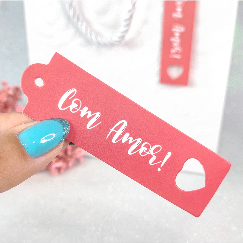 Tag Com Amor para presentes e embalagem - Tag Dia das Mães Coração | 9x2,5cm em Oferta na Shopee