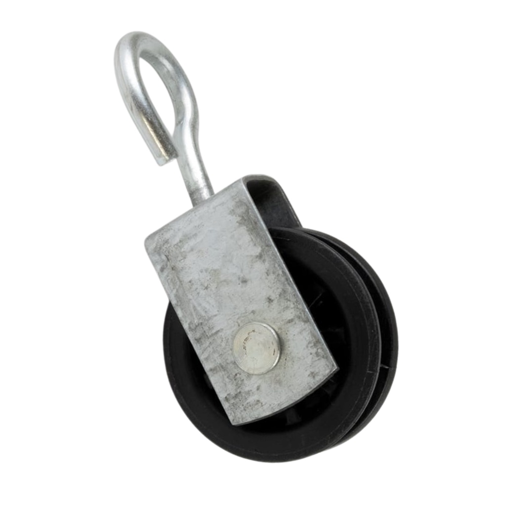 Roldana Gancho Para Varal Aço 55mm Carga Pesada 250Kg Nylon