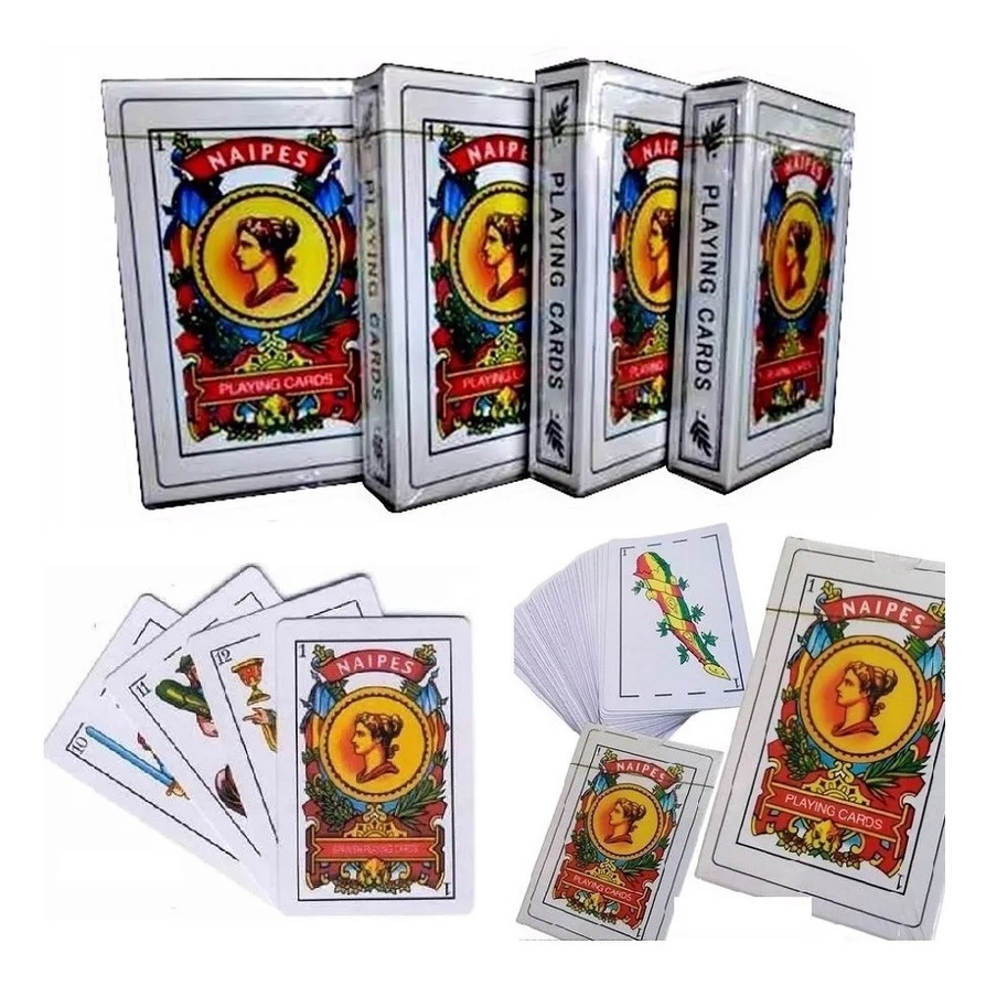 Kit 12 Baralho Espanhol Para Jogar Truco Escova Bisca Plastificado Dourado Cartas Poker Uno Jogo
