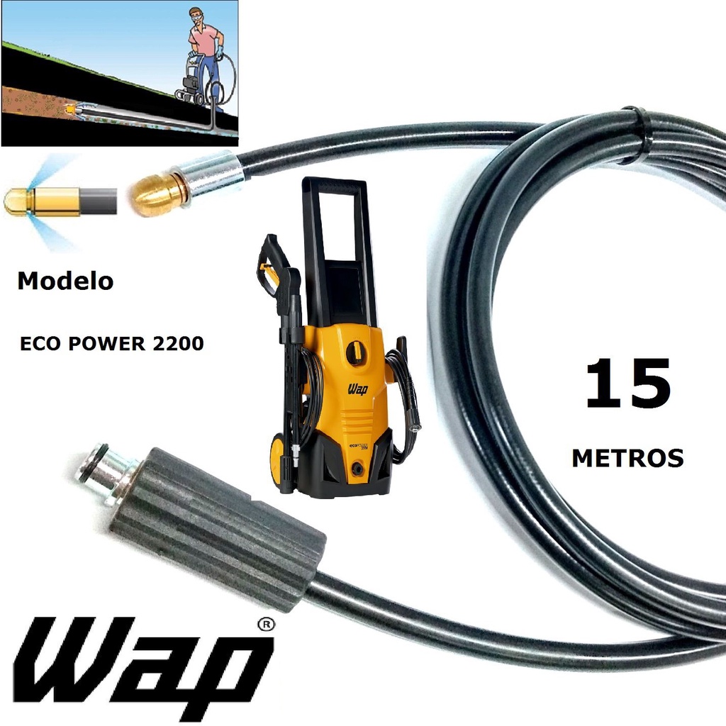 Mangueira desentupidora de tubulação WAP - 15 Metros - Wap ECO POWER