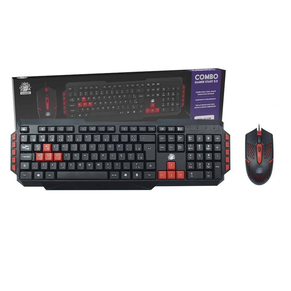 Combo 5+ Gamer Start 2.0 Kit Mouse E Teclado Português Gamer