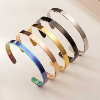 Moda Masculina E Feminina Pulseira Simples Fria De Aço Titânio Prata Ouro Preto Polido