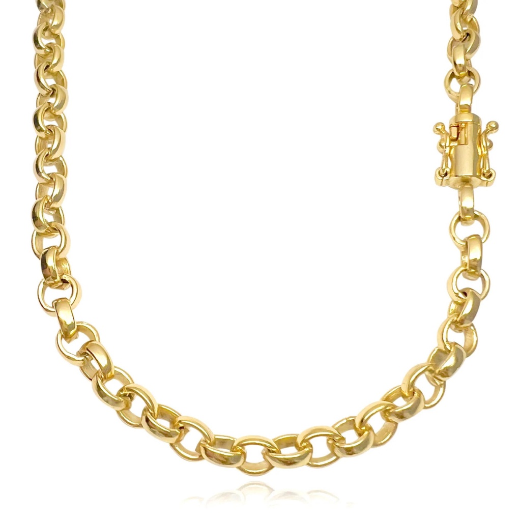 Cordão De Ouro 18K Corrente Masculina 6mm Fecho Canhão Duplo Banhado