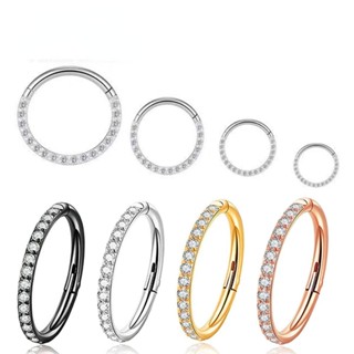 Zircônio De Aço Inoxidável CZ Segmento De Dobradiçado Septum Clicker Ring Brincos Redondos De Orelha Tragus Helix Piercing Jewelry