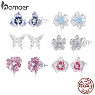 Bamoer 925 Brinco De Orquídea Pansy De Prata Para Joalheria De Moda Feminina BSE860