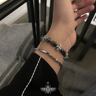 Pulseira De Corrente De Contas Com Emenda Cruzada Y2K , Sentido Avançado Para Homens E Mulheres em Oferta na Shopee