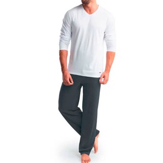 Pijama Inverno Algodão Manga Longa Gola V Masculino Adulto Mash