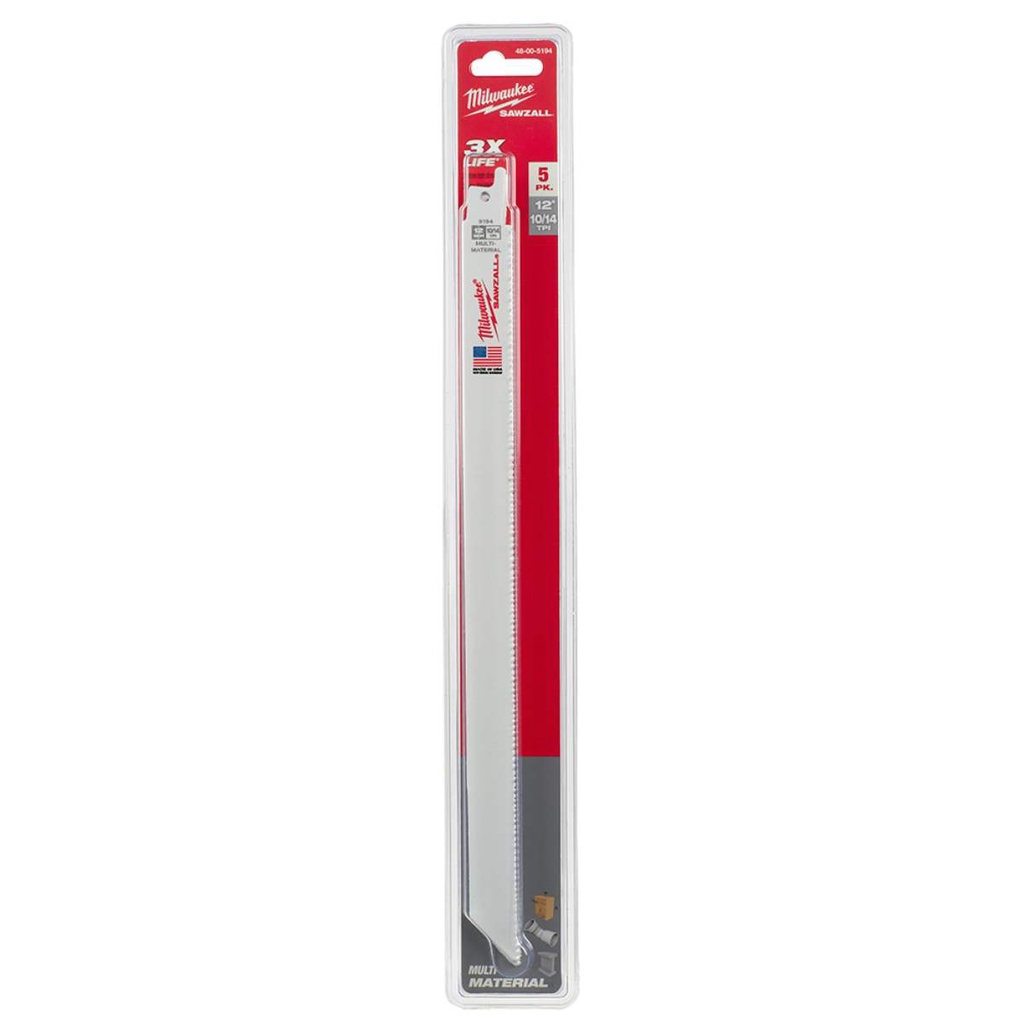 Lamina Serra Sabre 12" 10-14d -uso Geral 5pçs 48-00-5194 Milwaukee