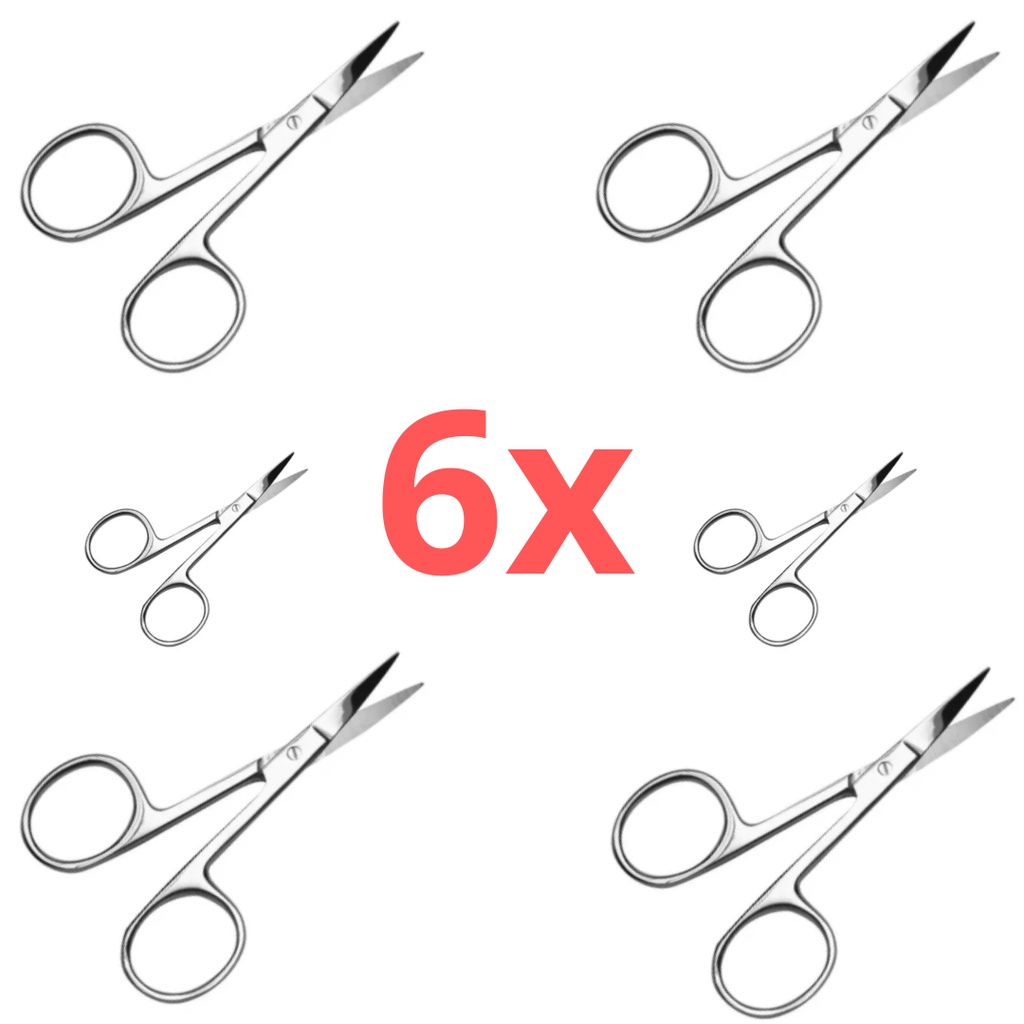 6 Tesoura Tesourinha Cortar Unha Sobrancelha Cortador Cílios Ponta Curva em Oferta na Shopee