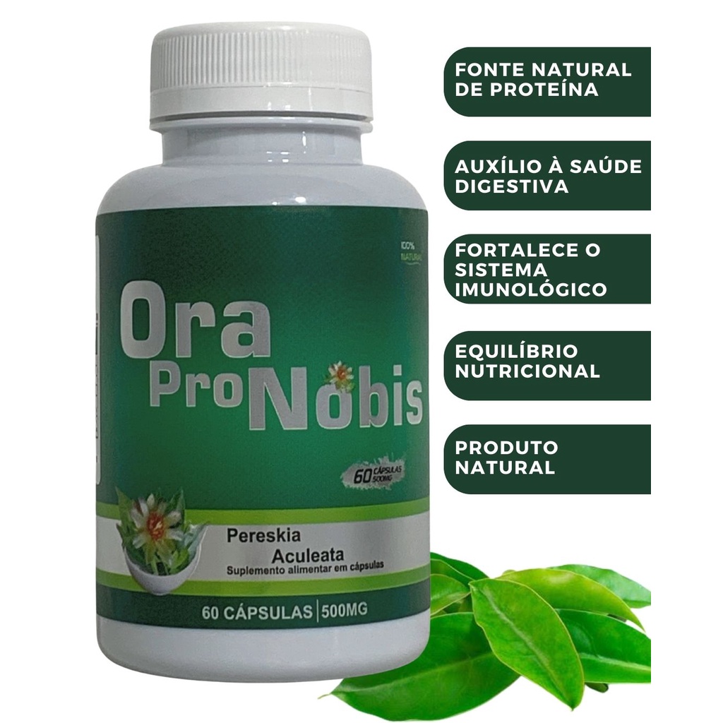 Ora Pro Nobis 500mg 60 Cápsulas Concentrado Extrato Seco -Oferta