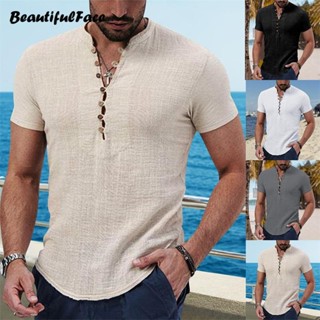 Camisas De Homem Algodão Linho De Manga Comprida Botão Colarinho Cardigan Summer Casual V Camiseta De Pescoço Bonito Estilo Praia Tops Macho