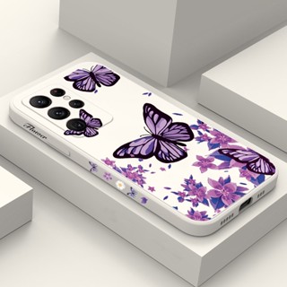 Borboleta Púrpura Impressão Capa De Silicone Líquido Para Telefone Xiaomi Redmi Nota 12 11 10 9 5G 4G Pro Max 12S 11S 10S 9S 12C 10C 10 4G À Prova De Choque