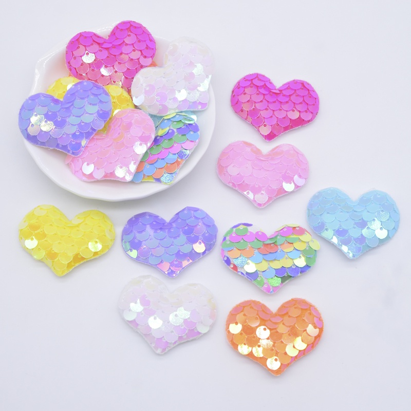 32Pcs 3.8 * 3cm Seaquins Coração Aplicas para DIY Roupas Chapéu Sapatos Patches de costura Bolo de Aniversário Plugin em Oferta na Shopee