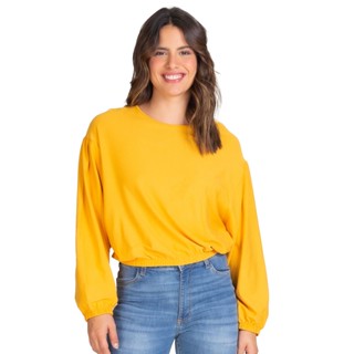 Blusa Manga Longa Fio Infinita Cor Amarelo
