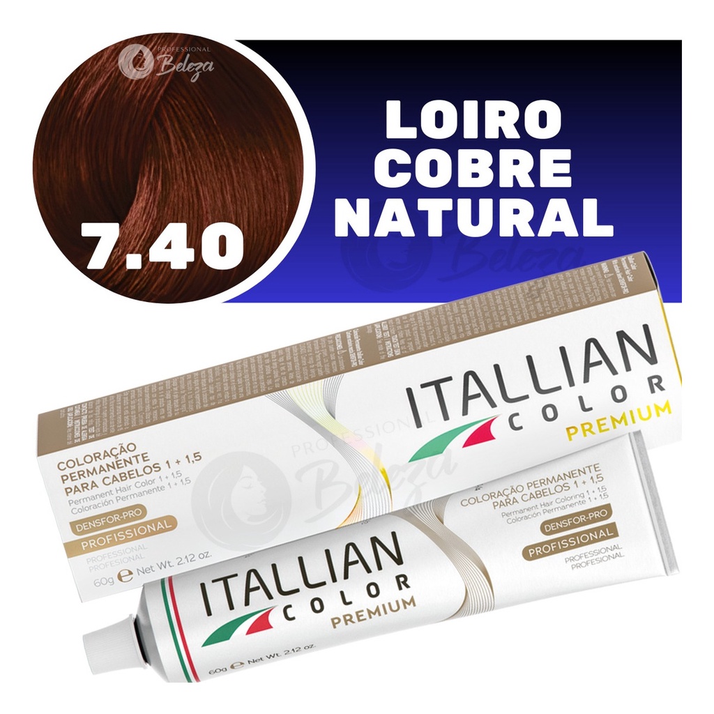 Coloração Itallian Color  7.40 (40c) Louro Cobre Natural em Oferta na Shopee