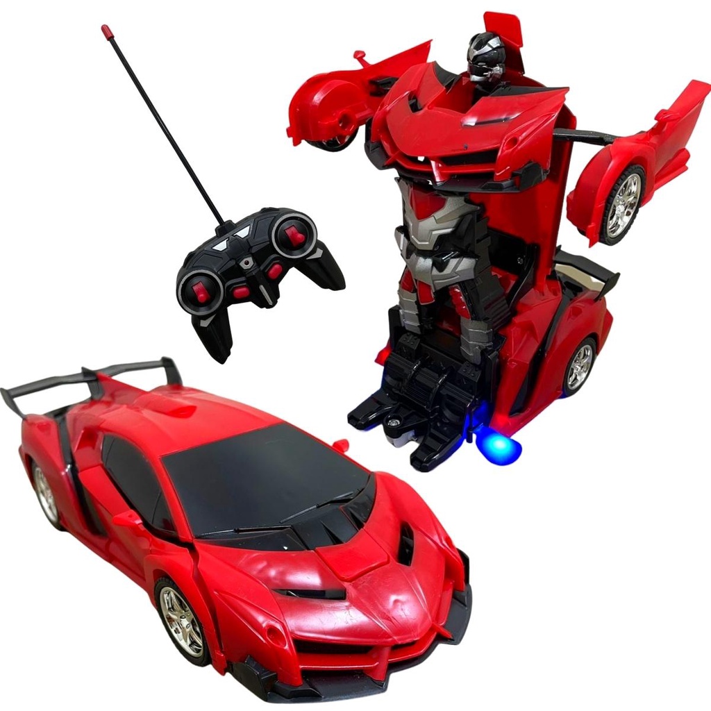 Carrinho Controle Remoto Vira Robô 1:18 Importway Vermelho Transformável Infantil