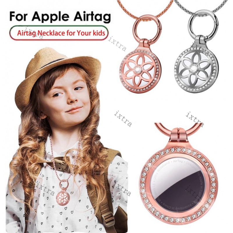 Colar Airtag infantil, rastreador de gps de airtags case da Apple para crianças, crachá de metal incrustado de joias com air tag rastreador de segurança oculto Airtags para crianças para infantil