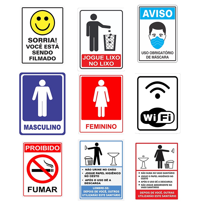 Placa de Sinalização Comunicativa Proibido Placa Banheiro Sanitário Garagem Sinalização 15x20CM em Oferta na Shopee