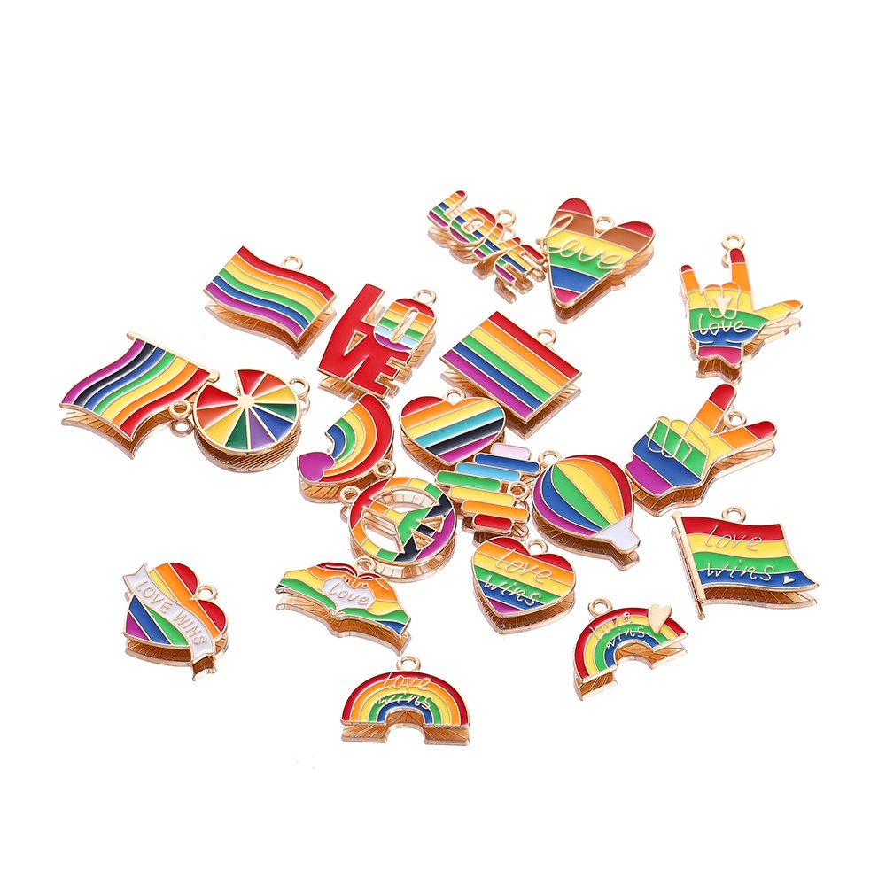 St . Kunkka 4/10Pcs Pingente Arco-Íris De Óleo De Liga Coração Colorido Pode Ser Usado Para A Fabricação De Pulseiras Bricolagem em Oferta na Shopee