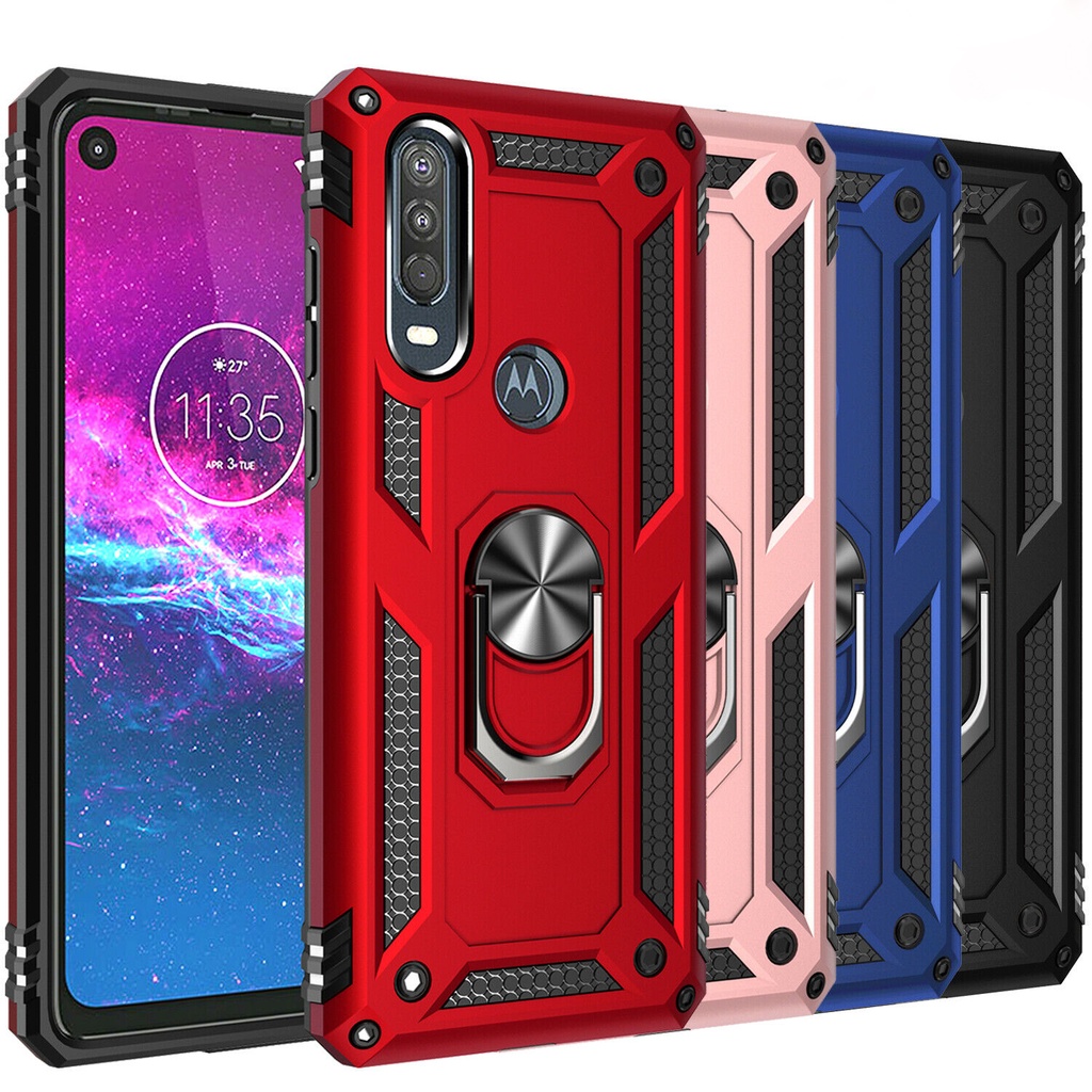 Para Motorola One Action/Vision Fusion Macro Hyper Heavy Duty Armor Capa Protetora De Nível Militar Com Suporte De Anel