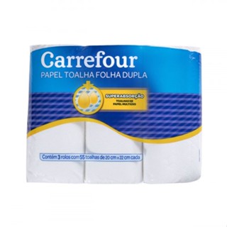 Papel Toalha Branco Carrefour 3 Unidades