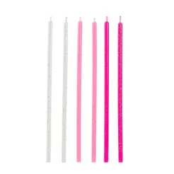 Vela Palito Rosa e Branca 15 cm - 1 unidade Pct. c/ 6 unds. - Silver Festas - Rizzo