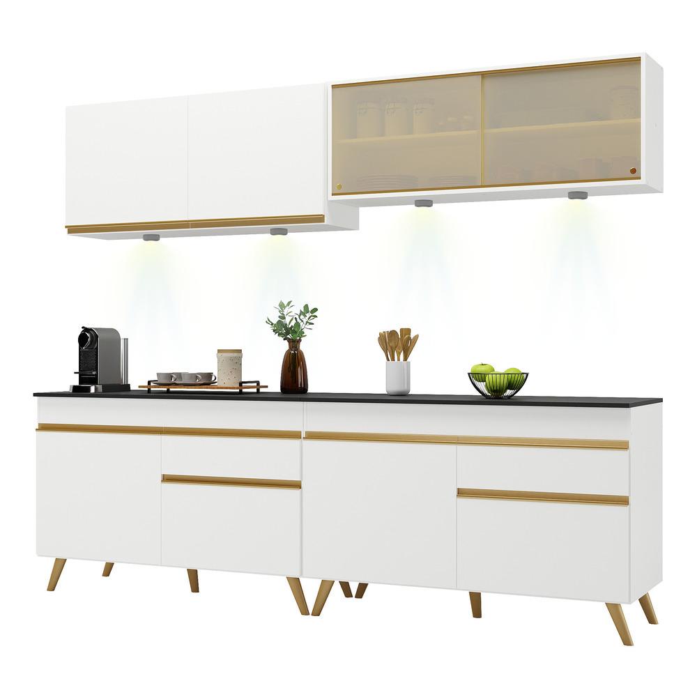Cozinha Compacta 4 peças com Leds MP2021 Veneza Up Multimóveis Branca - Home & Living