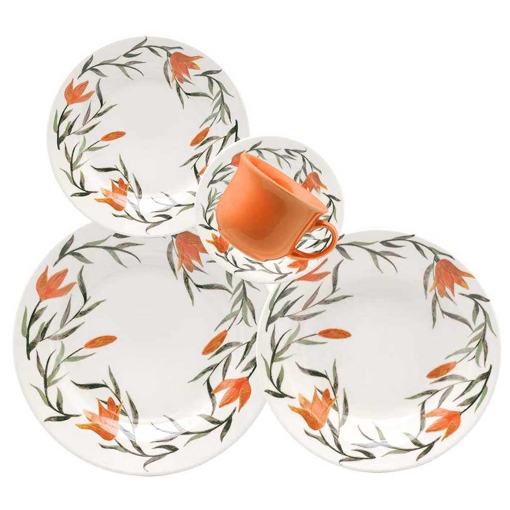 Aparelho de Jantar 20 peças Donna Lírios em Oferta na Shopee