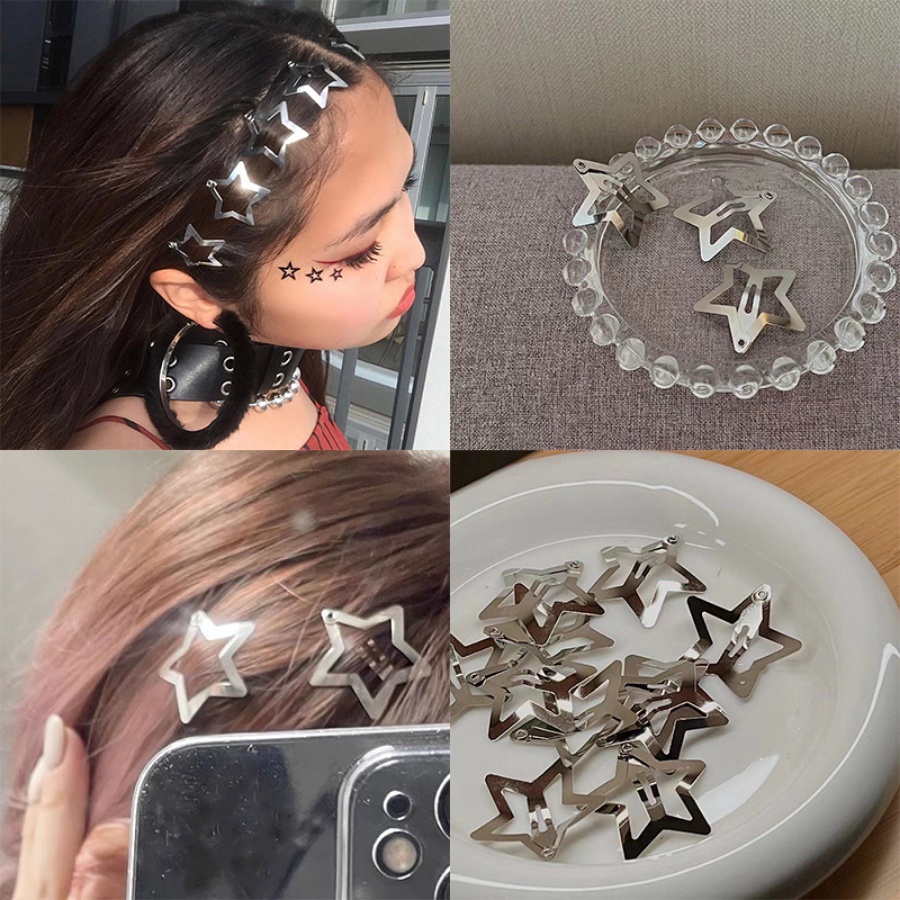 5/10/20/30/40/50 Pçs/set Estrela De Cinco Pontas Hairpin Bonito Doce Meninas Metal Grampo De Cabelo Franja Clipe Versáti
