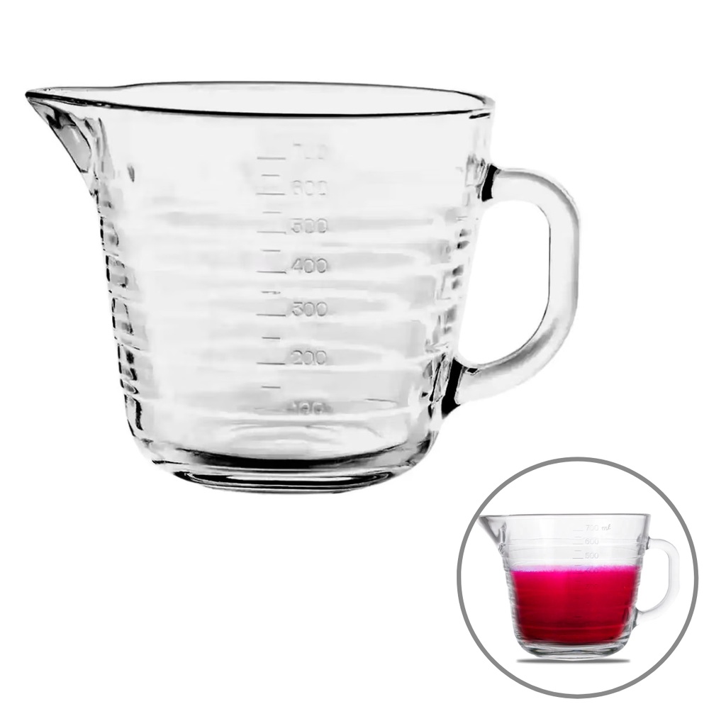 Copo Medidor 700ml de Vidro Jarra Medidora Dosagem Graduada