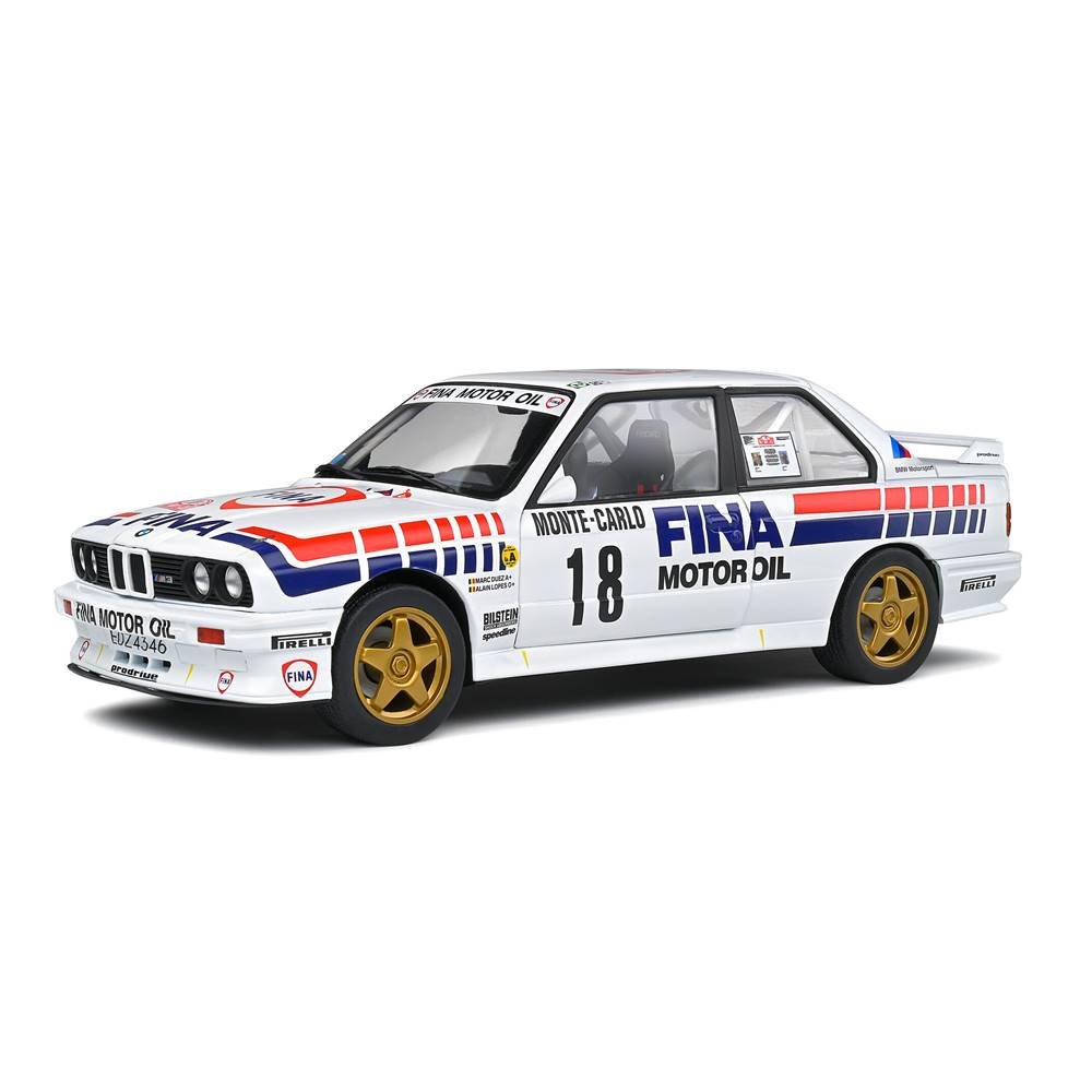 Miniatura Carro BMW E30 M3 Rally Monte Carlo (1989) - #18 M.Duez/A,Lopes - 1:18 - Solido