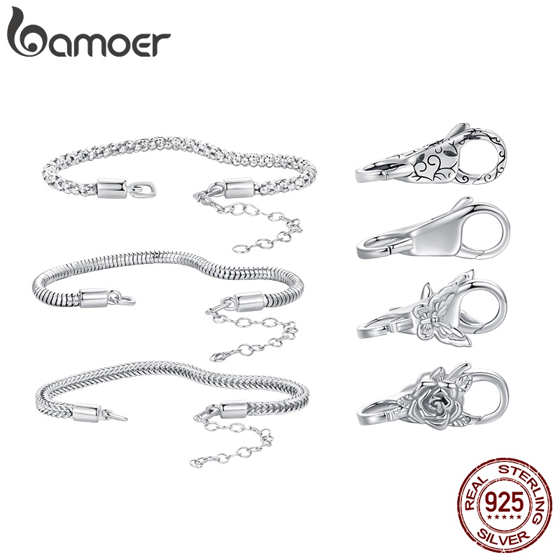 BAMOER 925 Prata Esterlina Corrente Básica De Intercambiável Combinação De Jóias De Moda Sem Fivela em Oferta na Shopee