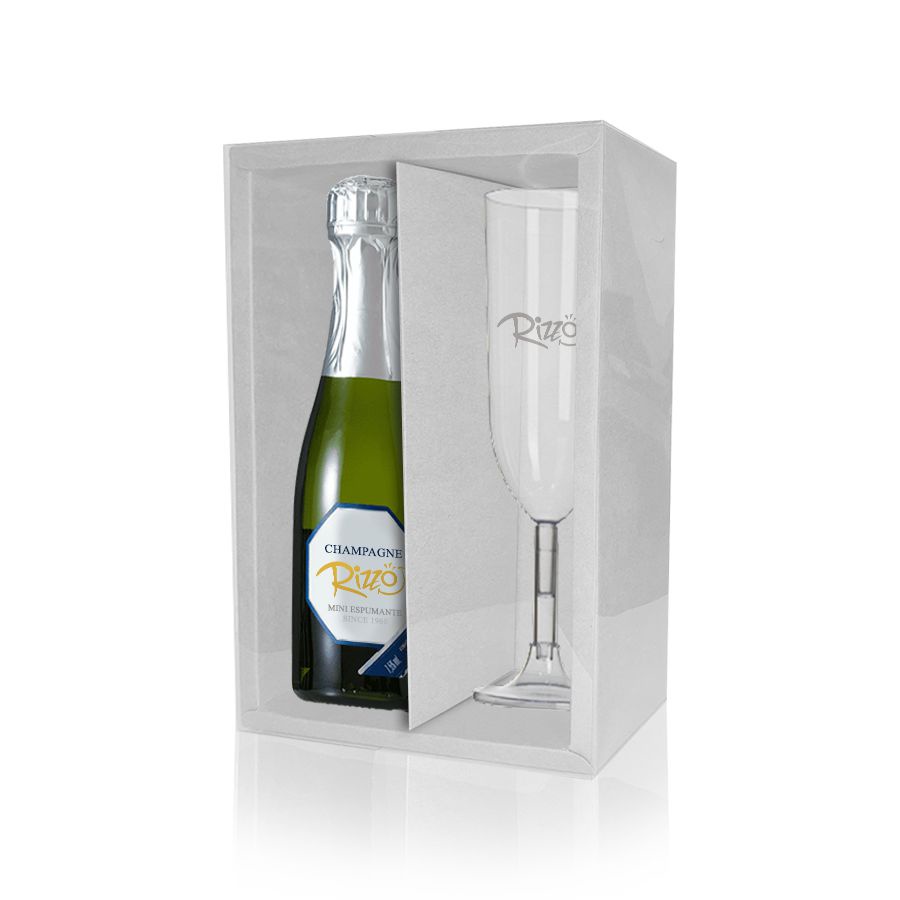 Caixa Mini Champanhe e Taça (20,5cm x 13cm x 6cm) Branca 5 unidades Assk - Stationery