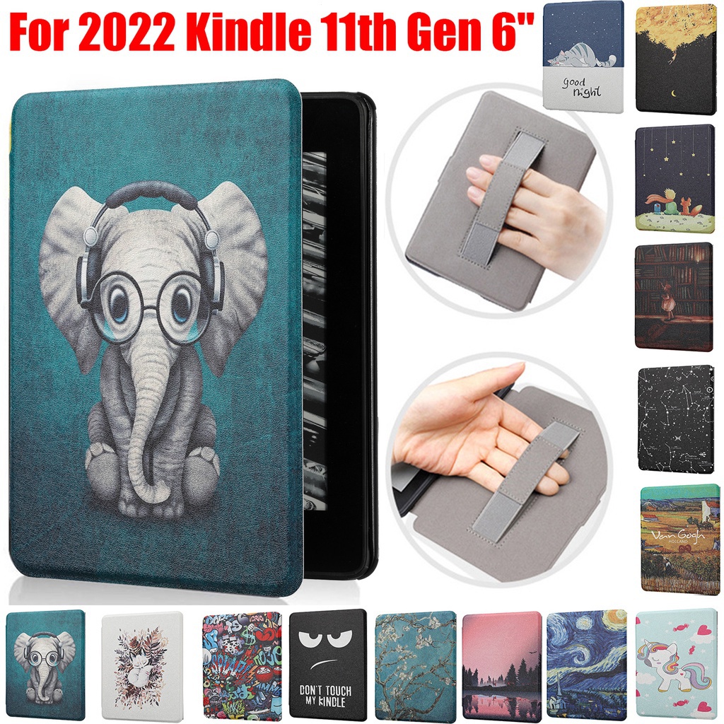 Todos os novos Kindle básico 11ª geração 6.0 polegadas 2022 lançamento manual de e-book Amazon Kids Box 2022 [Modelo: C2V2L3] PU couro flip pintado