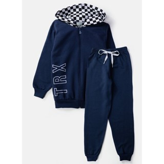 Conjunto Infantil Menino Moletom Básico com Capuz TRX Marinho 0528 - Torrox