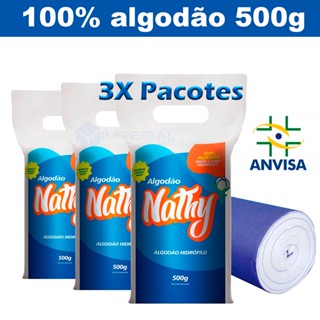 Kit Algodão Hidrófilo Em Rolo 500g C/ 3 Unidades Macio e Absorvente
