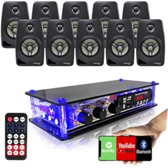 Kit Som Ambiente 10 Caixas De Som + Amplificador Bluetooth