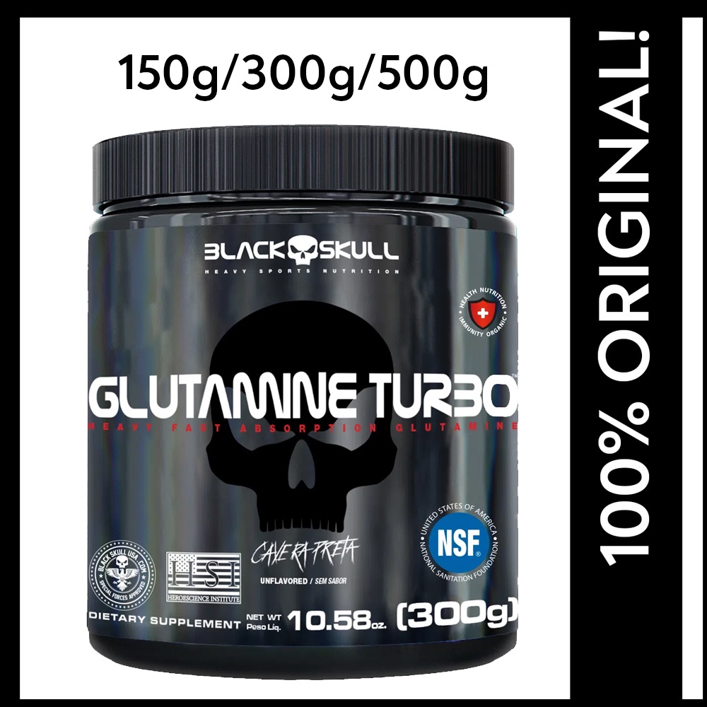 Glutamina Black Skull Turbo Caveira Preta 150g 300g 500g