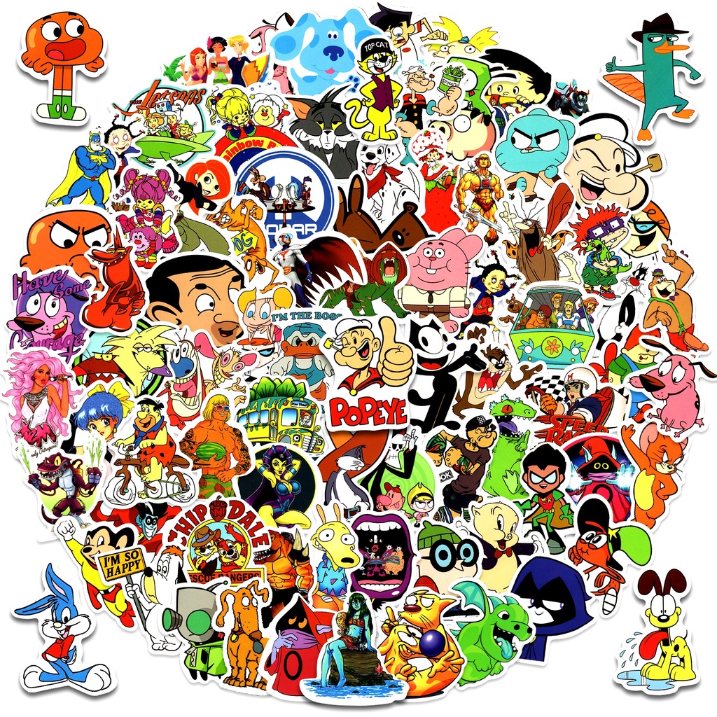 1000/50PCS 90's Classic Cartoon Animation Animação De Desenhos Animados À Prova D Água Adesivos De Grafite Para Capacete De Bicicleta Decalques De Lápis De Conta Manual LanLanStickersWorld em Oferta na Shopee