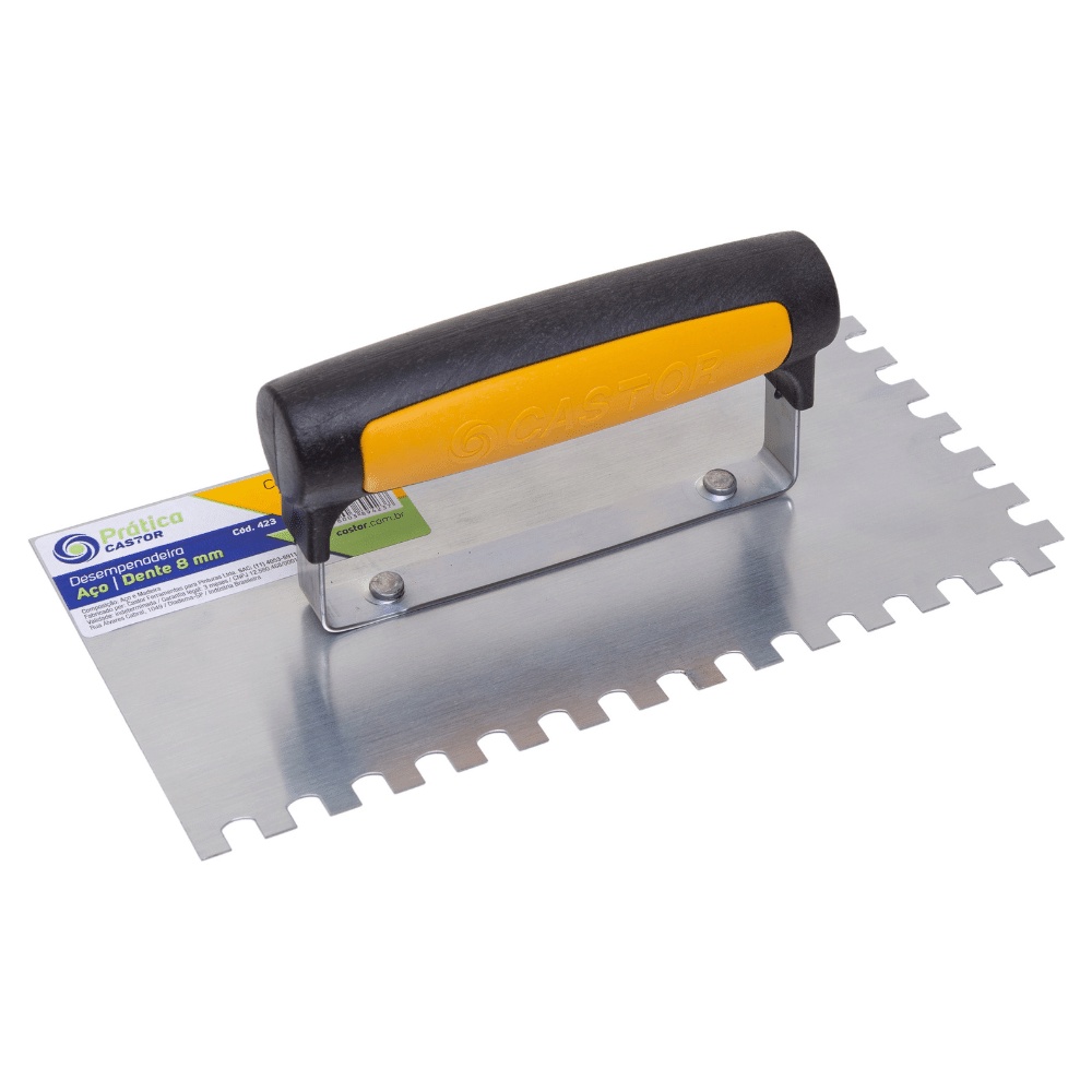 Desempenadeira aço 10x24cm Dentada 8mm Cabo fechado - Castor em Oferta na Shopee