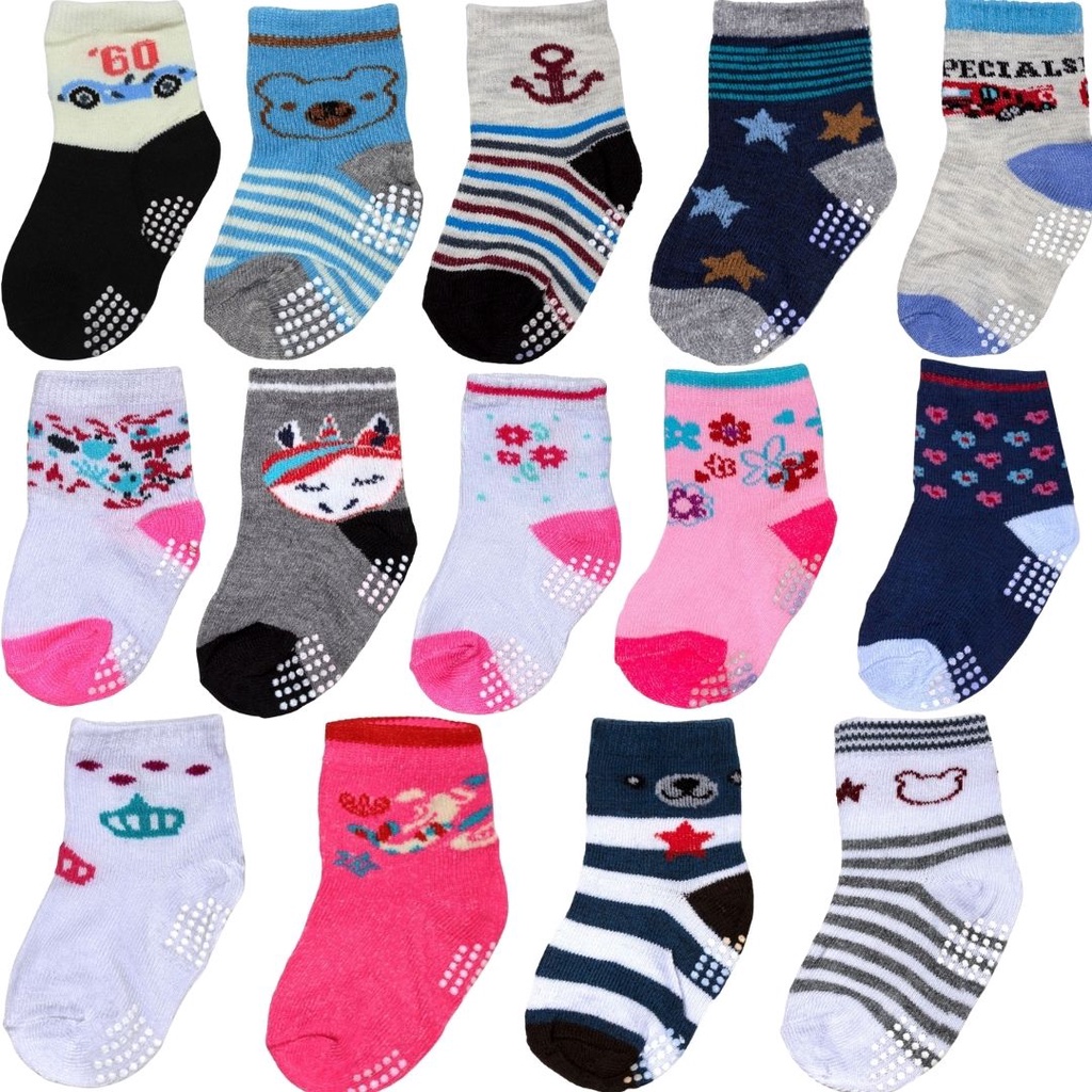 Kit 9 Pares Meia Infantil Bebe Antiderrapante Menino/ Menina em Oferta na Shopee