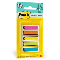 Marcador de página adesivo Post-it Flags setas 5 cores neon 12x43mm 100 folhas 3M