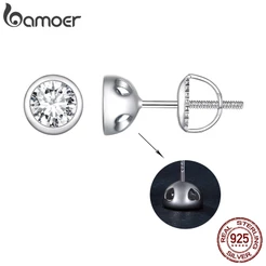 Bamoer 925 Silver Sterling 0.5ct Brinco Moissanita Curvo Simples Jóias Para Mulheres Presentes MSE026