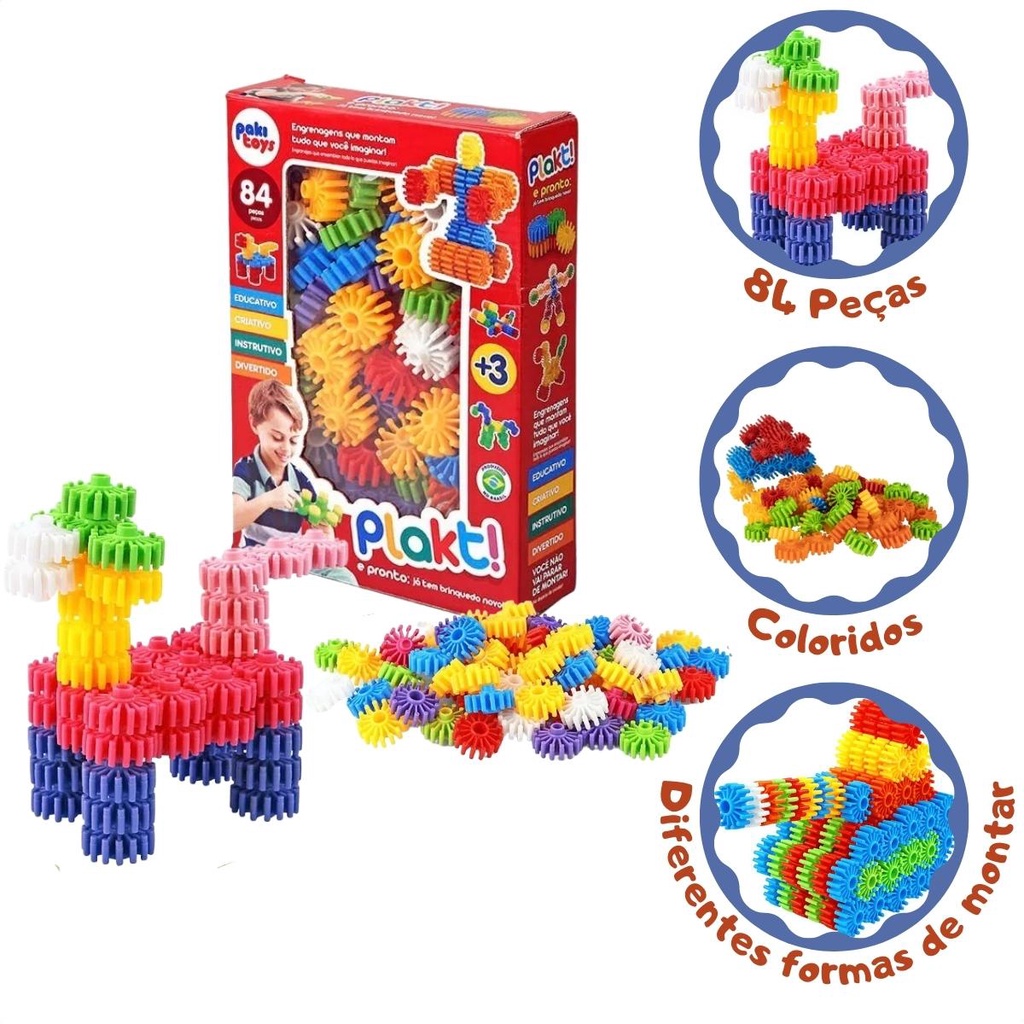 Brinquedo De Montar Infantil 84 Peças Para Crianças Paki Toys em Oferta na Shopee