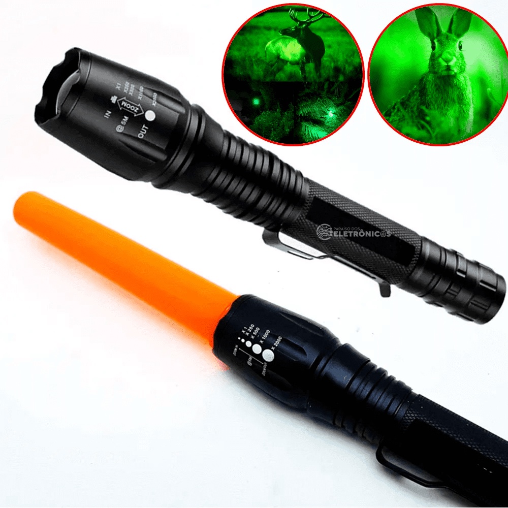 Lanterna De Mão Led T6 Luz Verde Tática Alta Potencia Para Esporte JY8668L