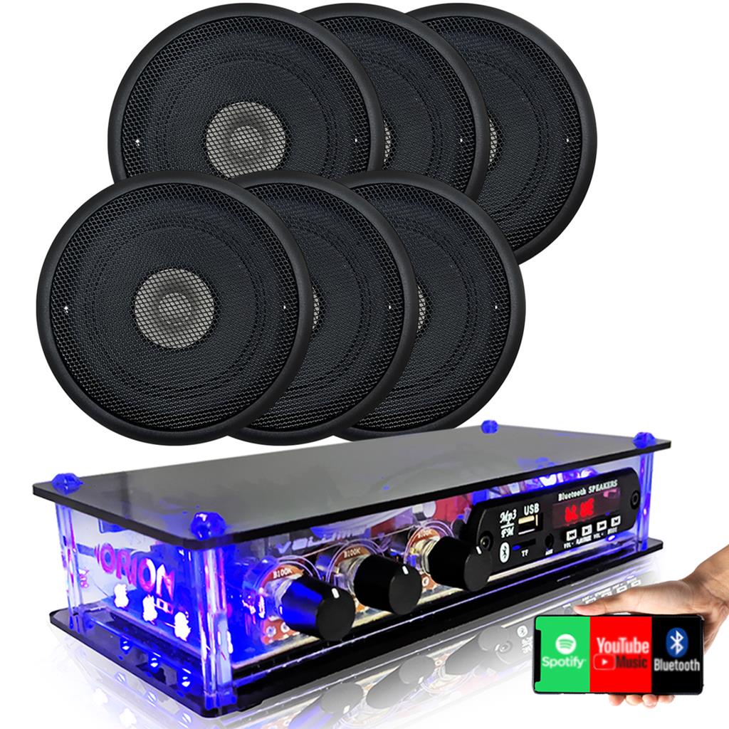 6 Caixas Som Ambiente 5  Preta Teto + amplificador Bt 2ch 40w em Oferta na Shopee